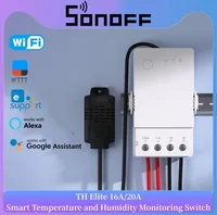 SONOFF TH Elite 16A/20A Smart Temperature Humidity Monitoring Switch Sensor LCD Screen Work Via Alexa Google For Huawei HiLink