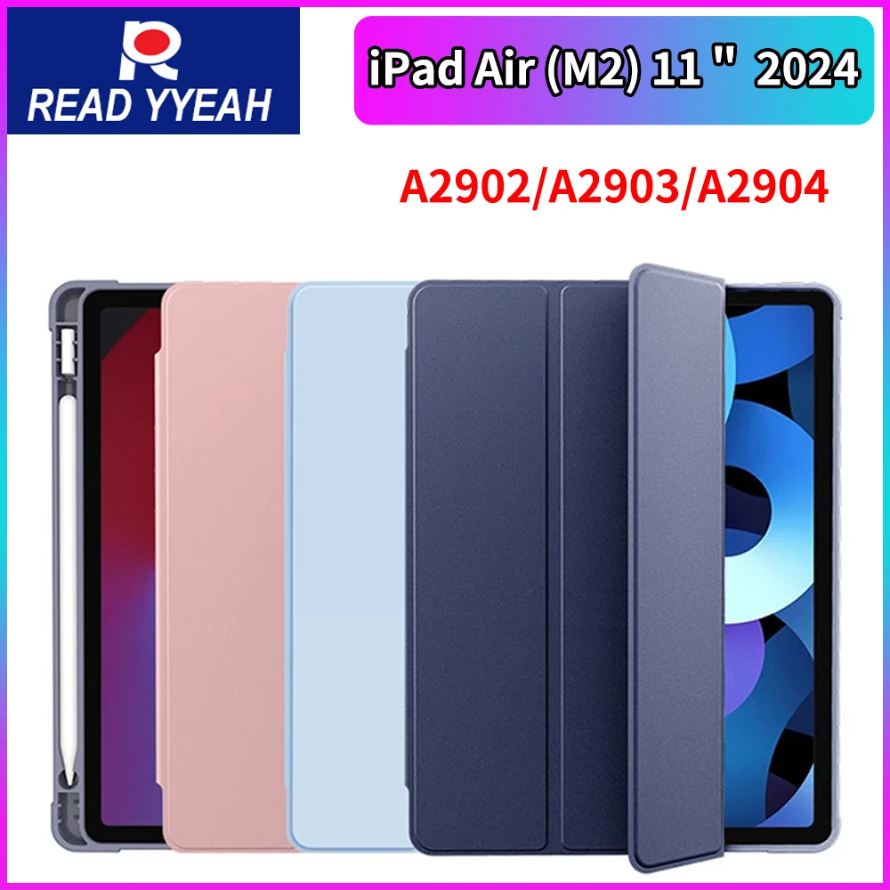 

2025 New For iPad Air 6th M2 11" 2024 Case with Pencil Holder Cover Funda Stand for Air 11inches 2024 for A2902/A2903/A2904 Case