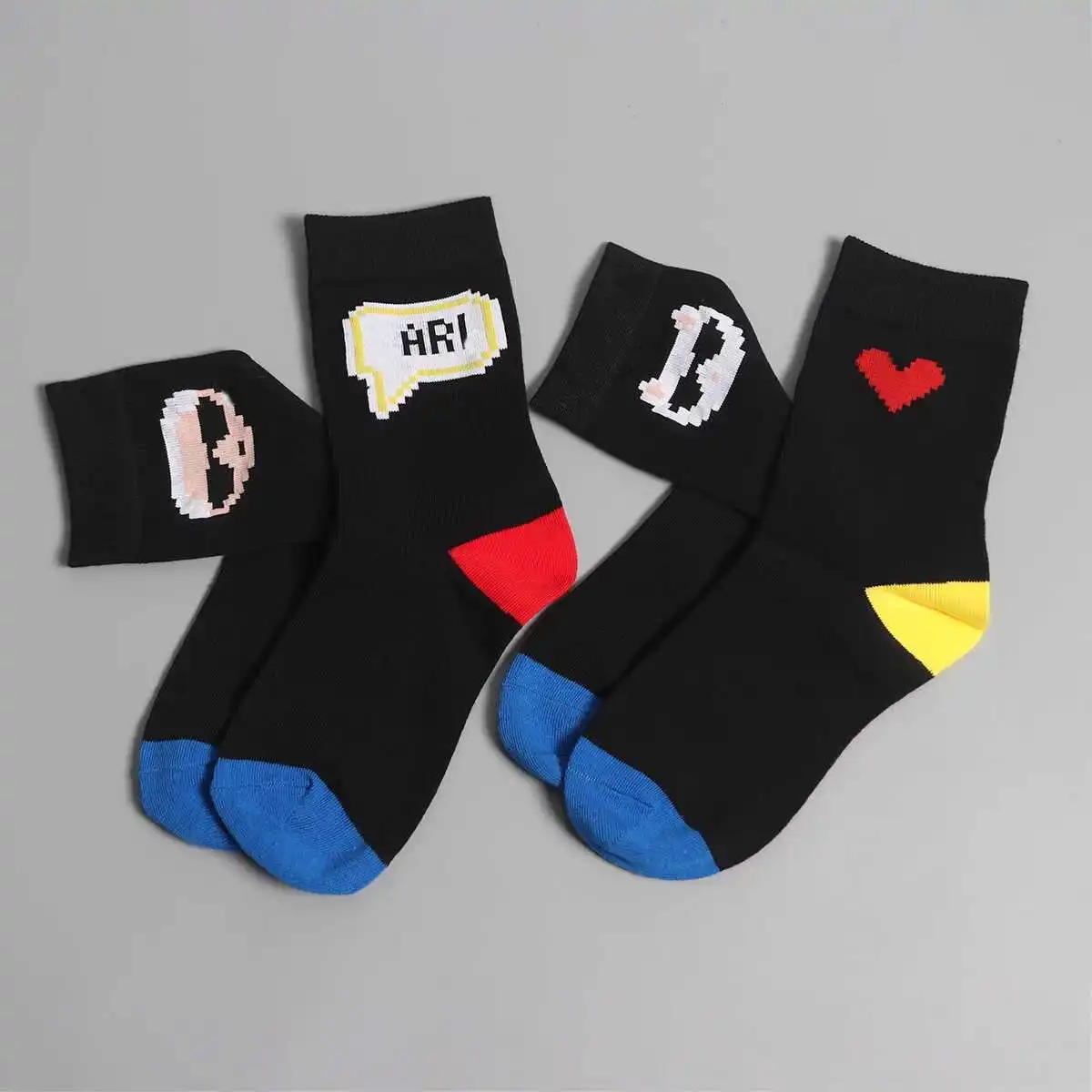 

Ting American Sle Logo Sos for Men And Women Color Blo Middle Tube Sos Cartoon Animation Pattern Home Clothes