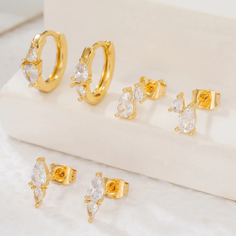 

3 Pairs Exquisite Zircon Stud Earrings Set for Women Geometric Circle Cartilage Earring Piercing Jewelry Wedding Romantic Gifts