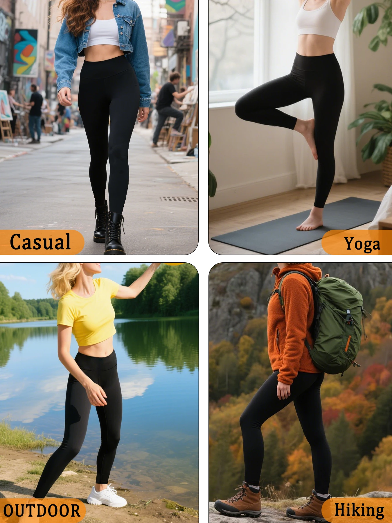 Leggings femininas de cintura alta com controle de barriga: calças super macias, sem transparências para treino, ioga e corrida