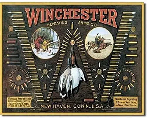 Winchester Arms Bullet Board Ammunition Ammo Firearms Guns Hunt Metal Tin Sign 8x12in