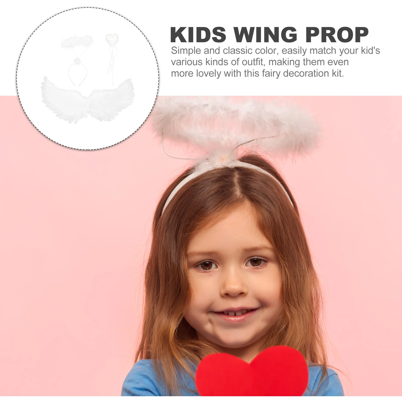 1 set 1 Set Angel Wings Headband Set For Kids Girls Fairy Wing Costume Props Lightweight Party Cosplay Accessories Decor