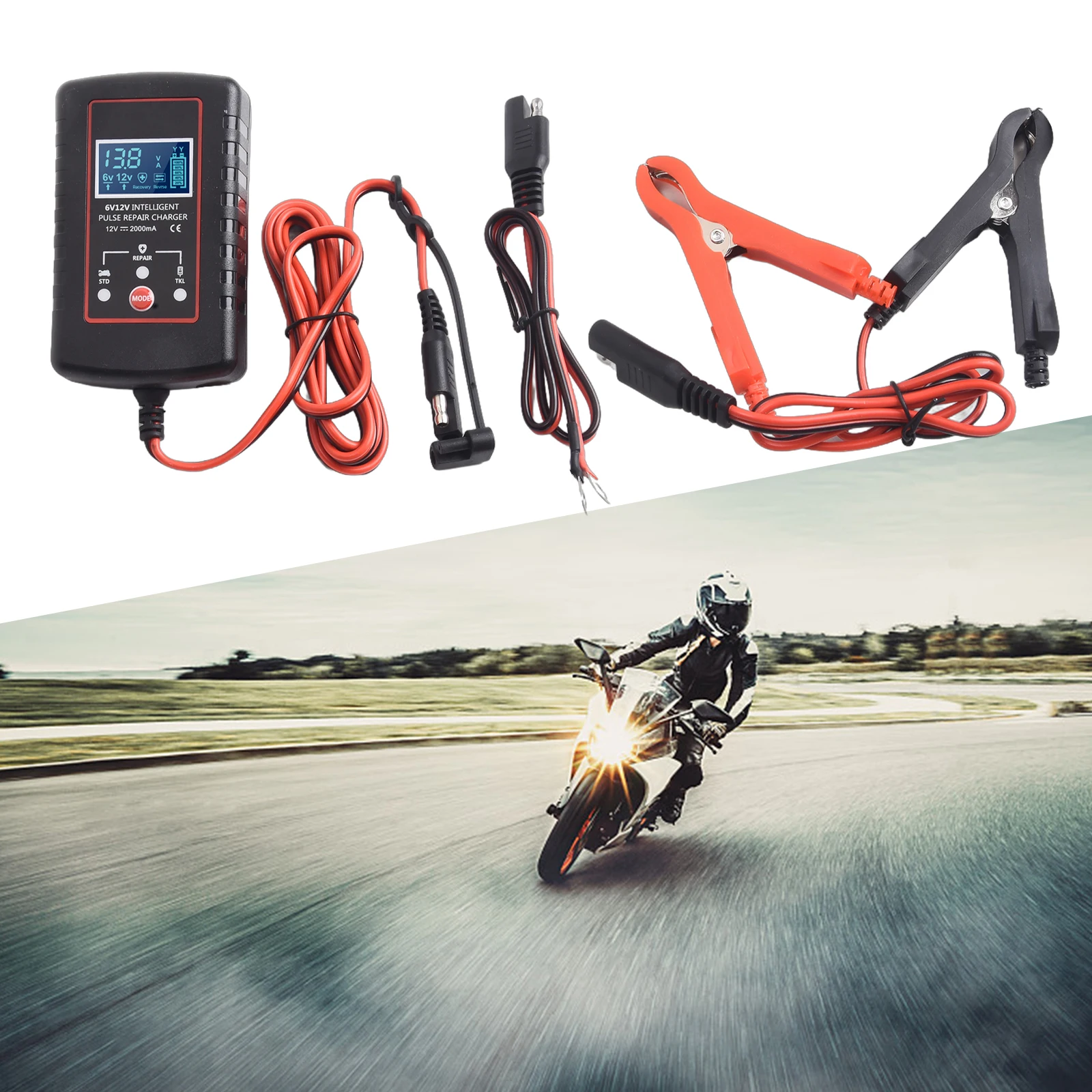 محول ينطبق إصلاح البطارية دراجة نارية سيارة ATV السيارات سيارات الدفع الرباعي شاحن بطارية أوتوماتيكي مواصفات شاحن البطارية #3