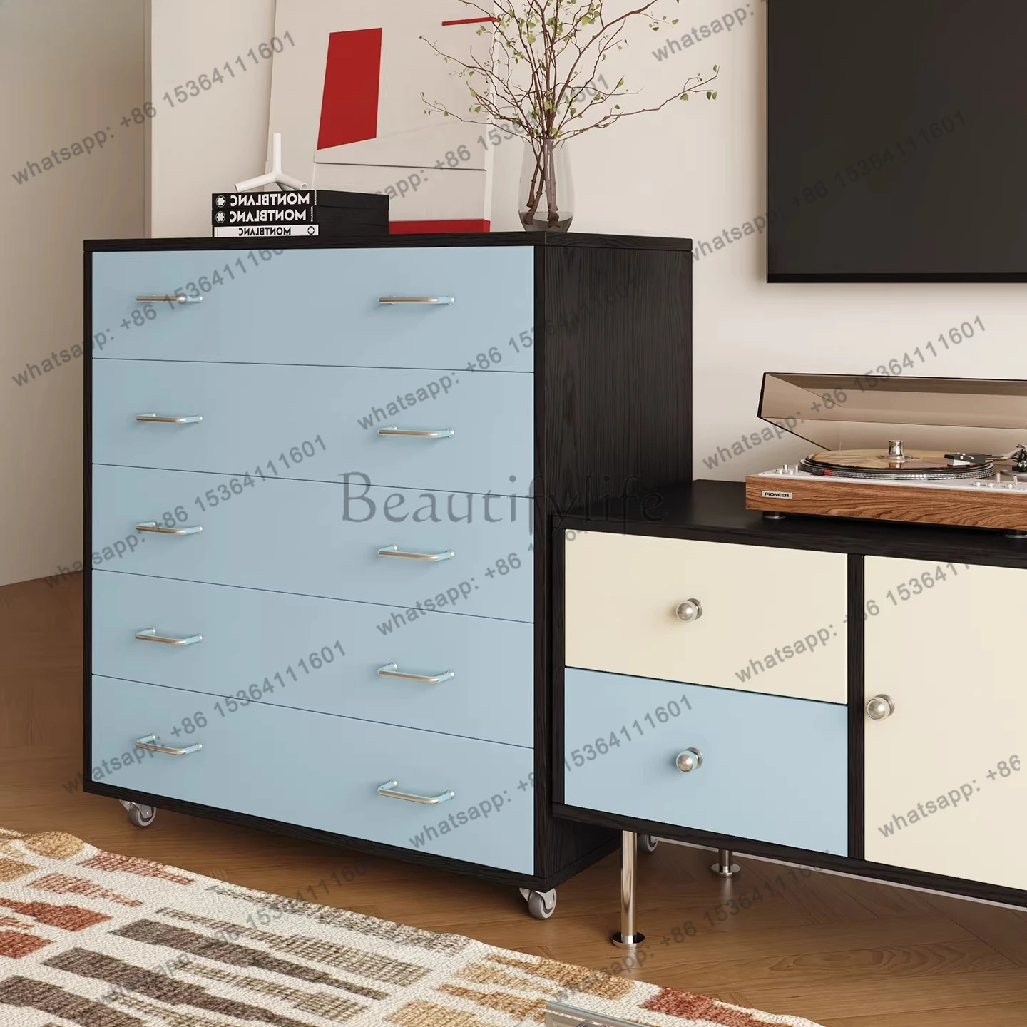 Simple Modern Bedroom Living Room Multi-layer Drawer Storage Cabinet Wheeled Mobile