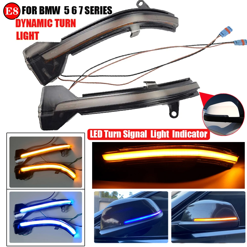 2pcs LED Dynamic Turn Signal Blinker Side Rear-View Mirror Indicator Light For BMW 5 6 7 Series F10 F11 F07 F06 F12 F13 F01 F02