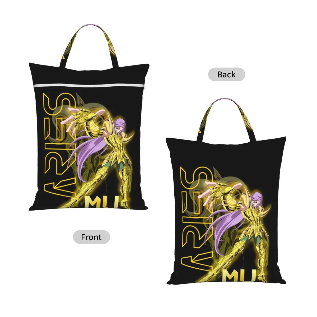 Mu Knights Of The Zodiac Travel Laundry Bag Waterproof Reusable Dirty Clothes Pouch Gym Yoga Vacation Washing Basket