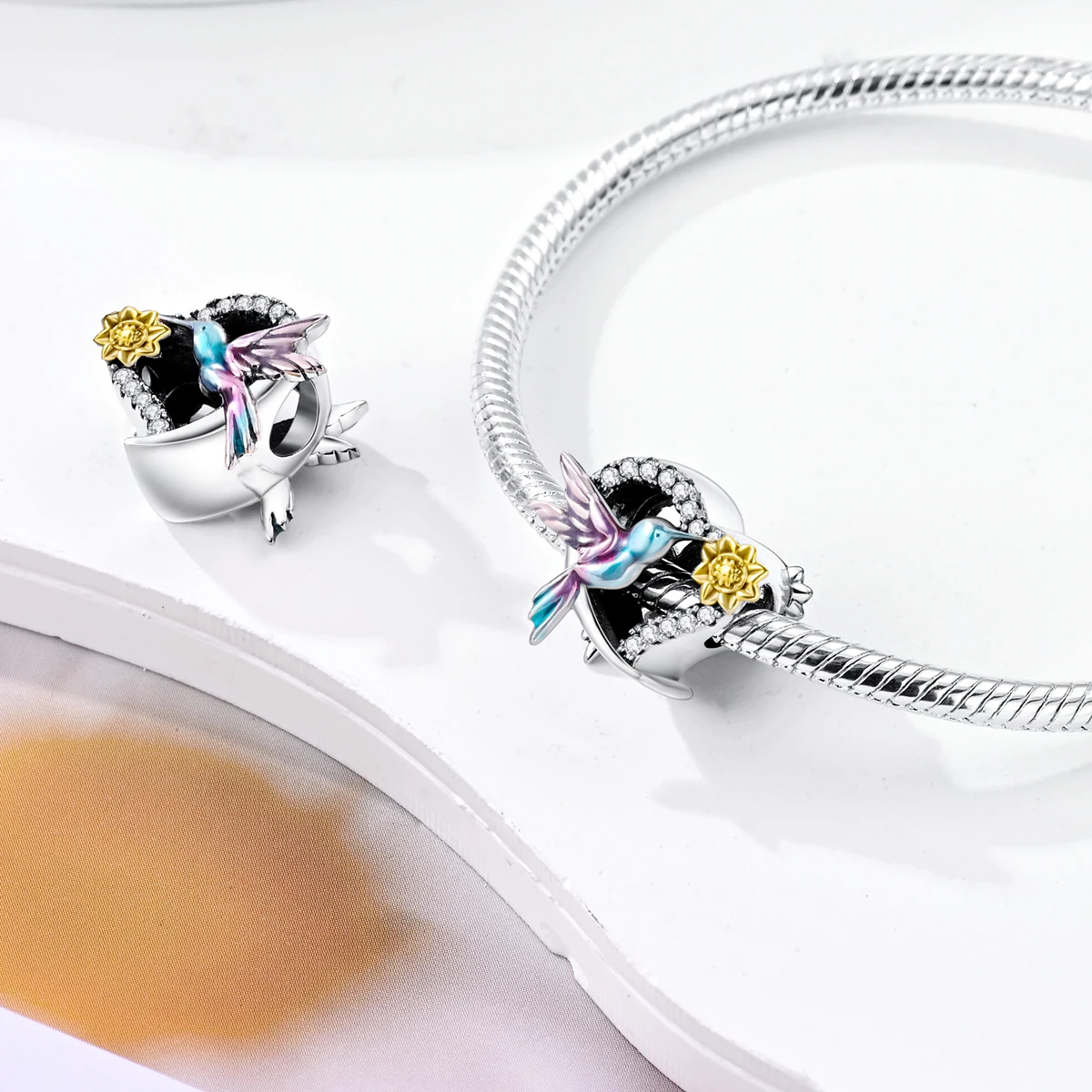 LAZA 1PC Silver Plated Charm Sunflower Beads Fit Snake Chain Bracelet Making Fashion Jewelry image 5