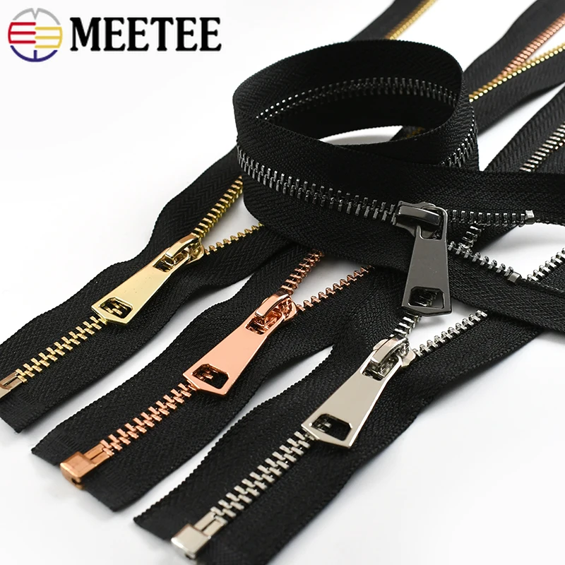 2Pcs 5# Metal Zipper 15-25cm Close-End 30-80cm Open-End Auto Lock Zips for Sewing Garment Pocket Bag Closure Zippers Repair Kits