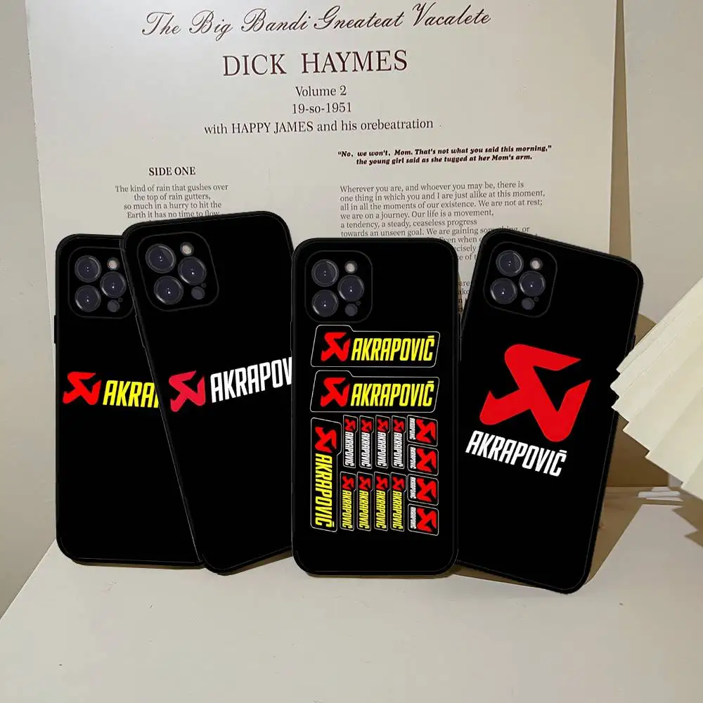 

Motorcycle A-Akrapovices Exhaust Brands For IPhone 17 16 15 14 13 12 11 Pro Max 13 17Air Shockproof Soft Phone Cases Coque