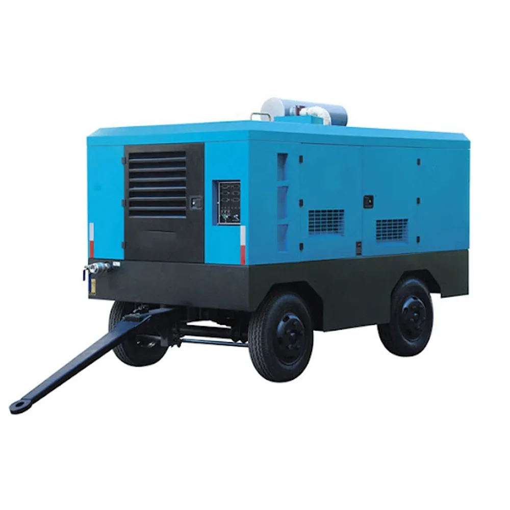 Diesel Portable Screw Air Compressor 8bar 185cfm High Quality With Wheels