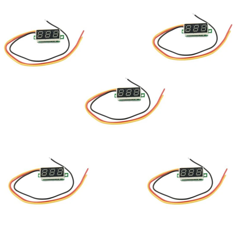 

Emption!5X Mini Digital Voltmeter DC 0-100V LED Panel Voltage Meter 3-Digital With 3 Wires Red