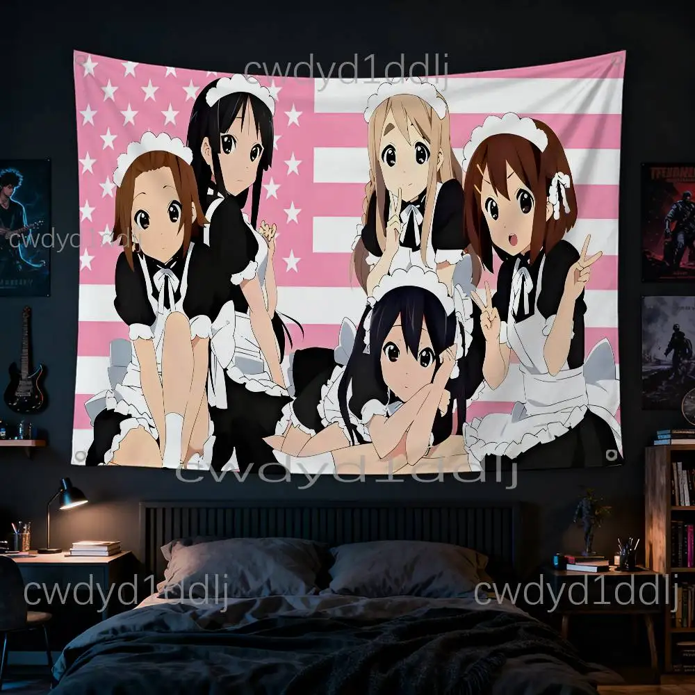 

K-ON Band Anime Pink American Flag Flag Tapestry Wall Hanging Banner Aesthetic Decoration Dorm Party Backdrops Cloth