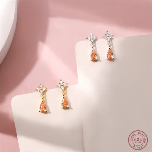 여성용 광택 585 퍼플 골드 상감 크리스탈 귀걸이 버클, 심플 도금 14K 로즈 골드, 싱글 로우 귀걸이, 파티 쥬얼리 