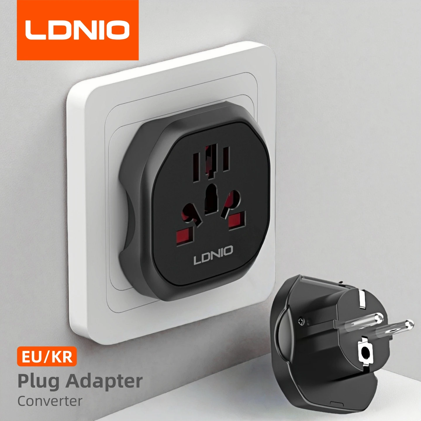 Адаптер для розеток LDNIO Korea EU Plug Adapter 2500W, дорожный адаптер-конвертер, высококачественная универсальная розетка AU US UK CN To EU KR 4.8 mm.