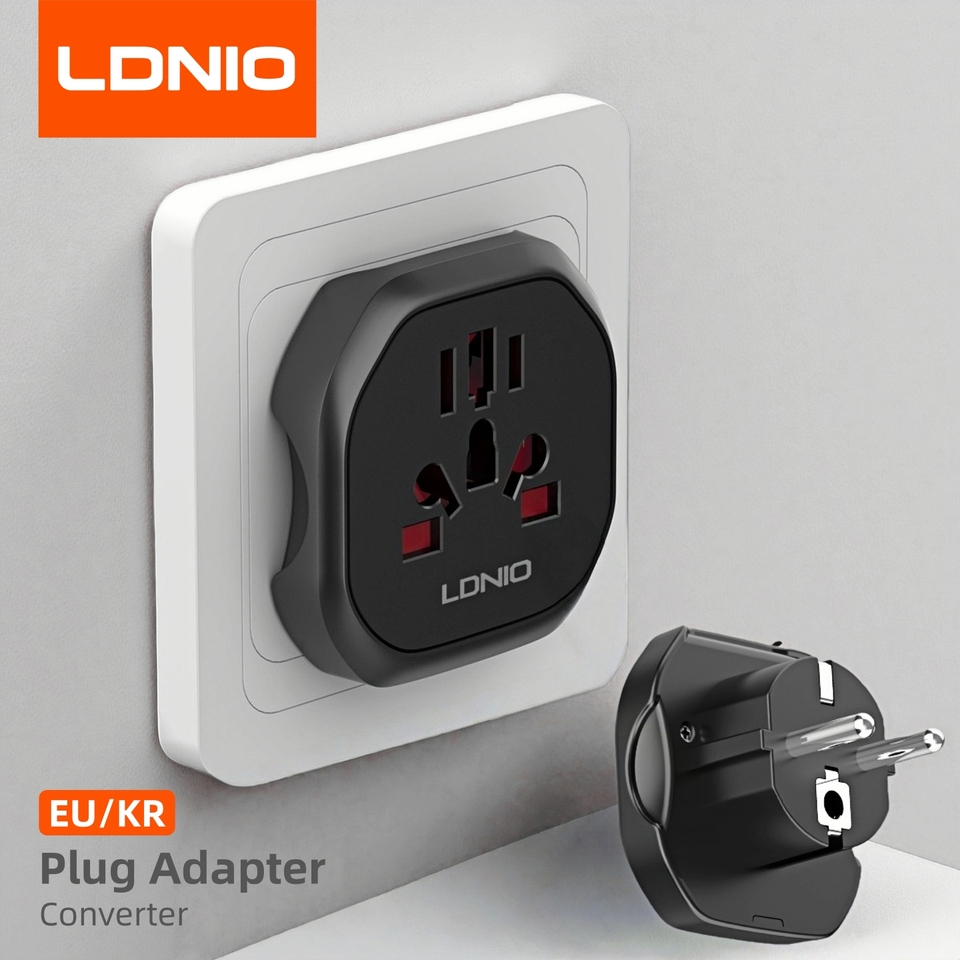  LDNIO Korea EU Plug Adapter 2500W Travel Adapter Converter High Quality Universal Socket AU US UK CN To EU KR 4.8 mm Wall Socket 