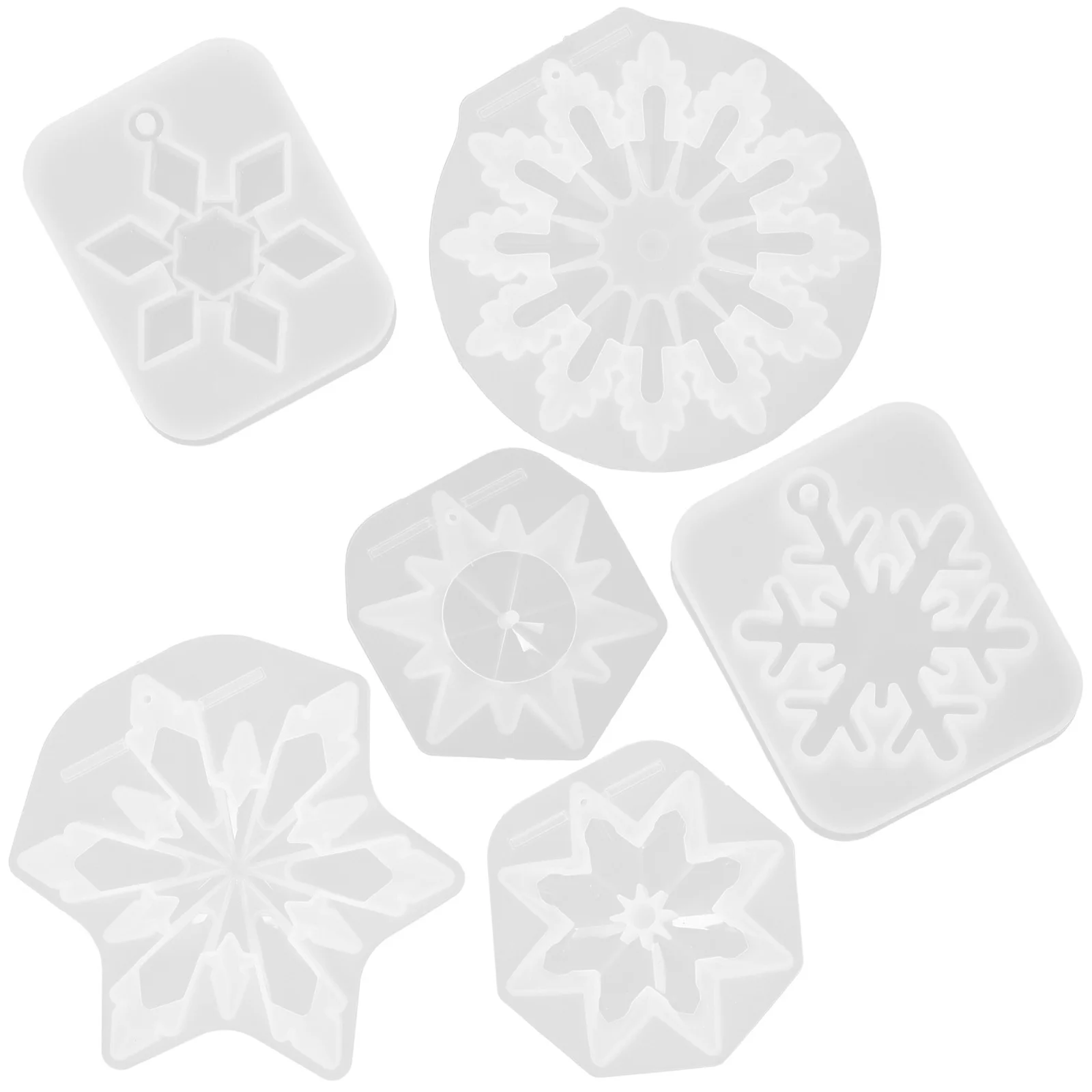 

6Pcs Silicone Snowflake Molds Christmas Pendant DIY Craft Xmas Decor Epoxy Resin Casting Flexible Reusable Silicone Mold