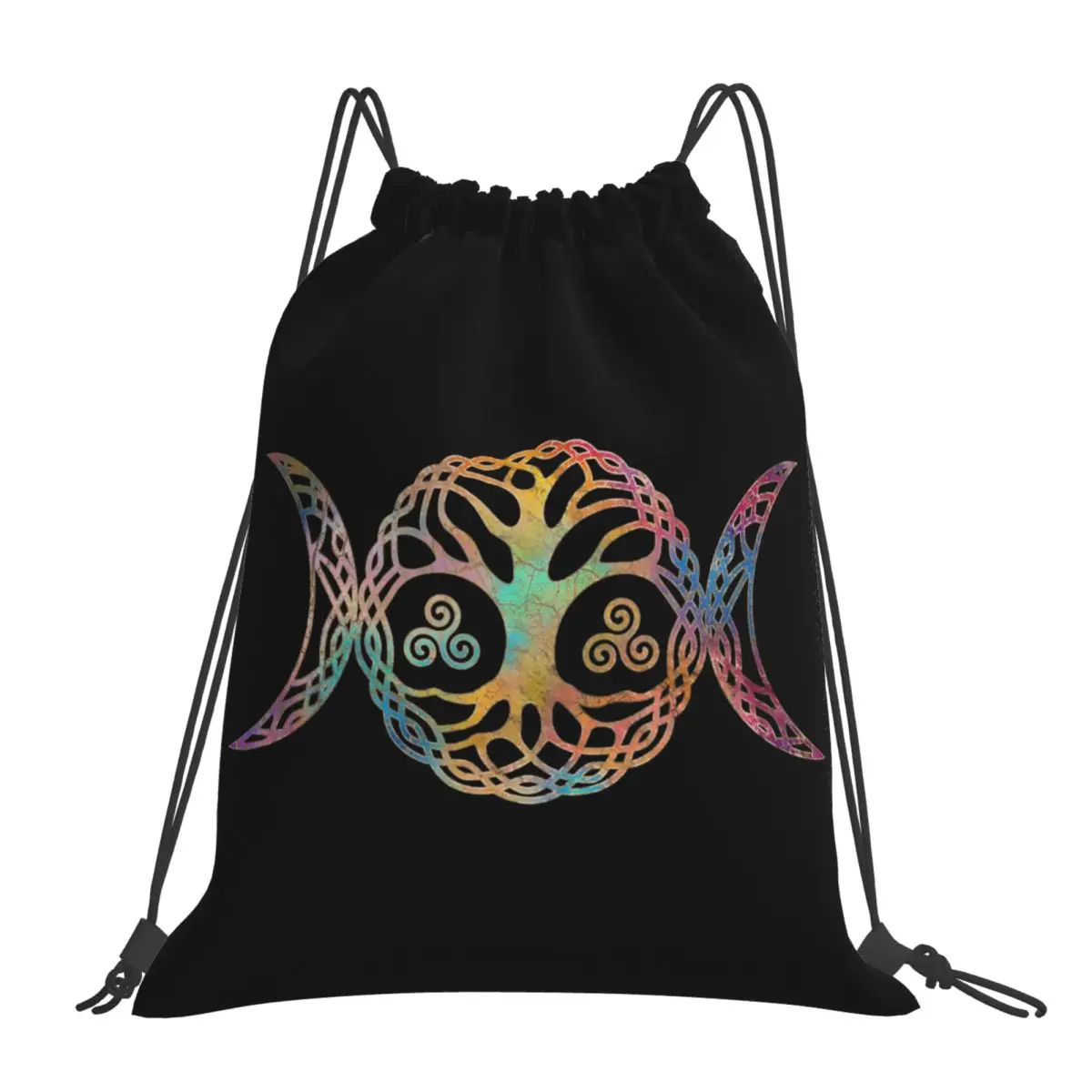 

Triple Moon Goddess With Triskele And Tree Of Life Backpacks Drawstring Bundle Pocket Shoes Bag Book Bags For Man Woman School
