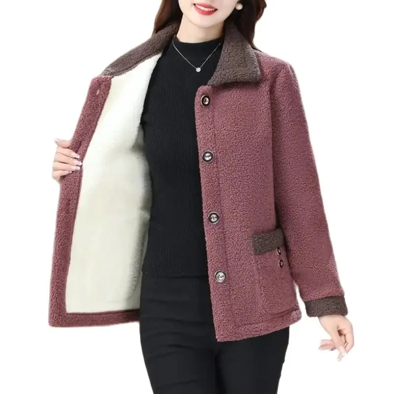 Women's Double-sided Fleece Coats Winter Faux Lambswool Overcoat Thicken Warm Fluff Jackets Female Loose Tops Ladies Fur Coats