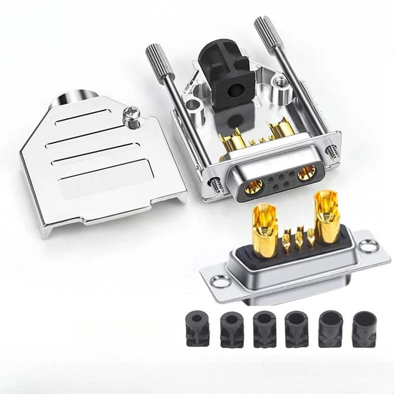 1PCS 3W3 5W5 7W2 8W8 welded male plug female socket metal shell, DB solid pin high current 20A 40A adapter