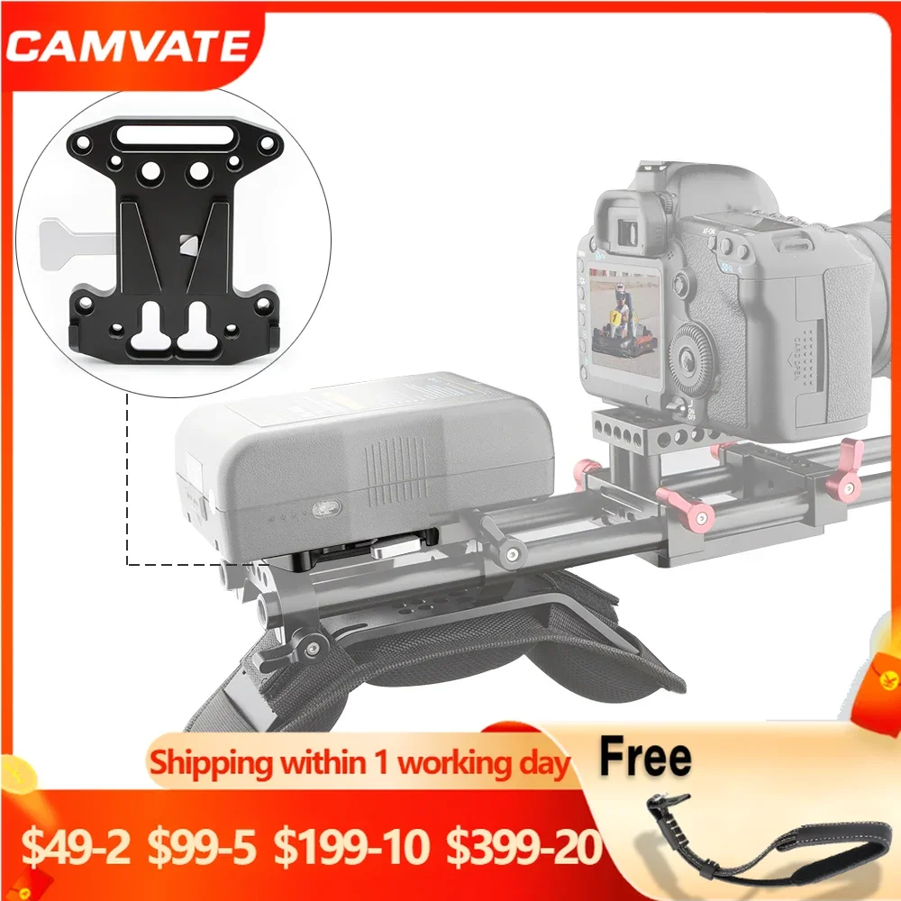 CAMVATE V-Lock Mount Battery Plate Quick Release Plate Camera Baseplate For DSLR Camera Cage / Shoulder Mount Rig Battery Mount