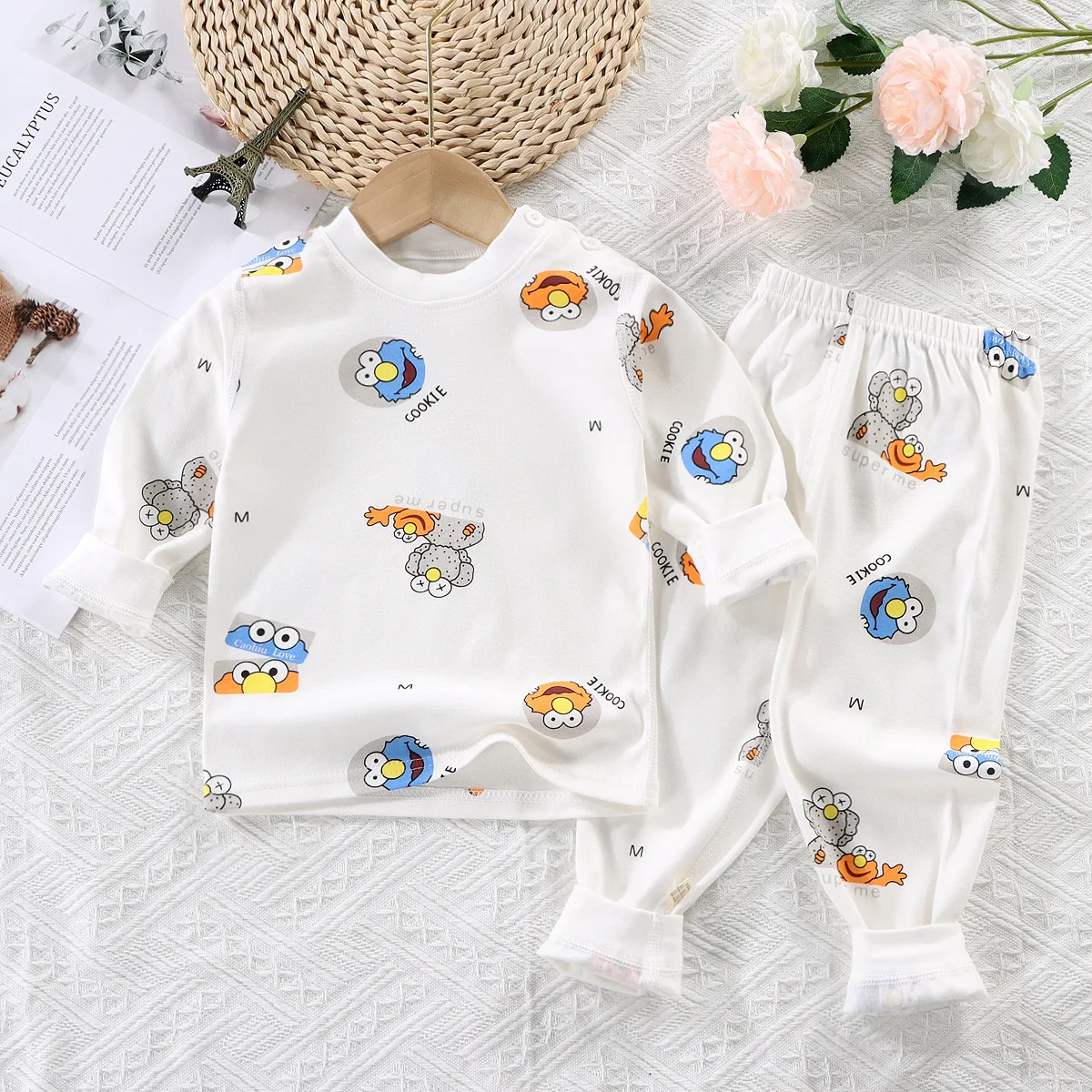 Spring Autumn Kids Clothes cotton soft Children Sets Boys Girls Sleepwear Underwear Christmas Gift