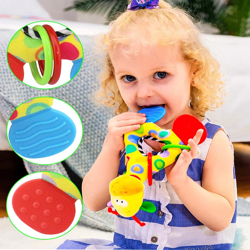 Zacht Dier Hangende Handbellen Rammelen Pluche Baby Baby Ontwikkeling Handvat Zintuiglijk Speelgoed Met Bijtring Baby Speelgoed Voor Pasgeboren Geschenken