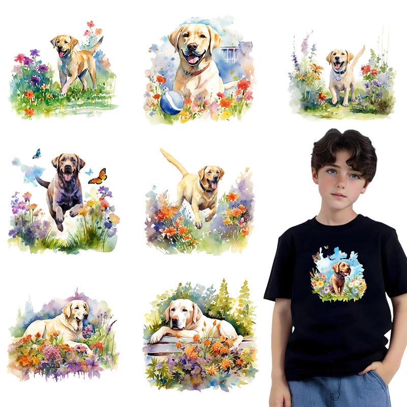 Лидер продаж, железная живопись, рисунок щенка, детская одежда, горячее тиснение, моющиеся, износостойкие наклейки, теплопередача