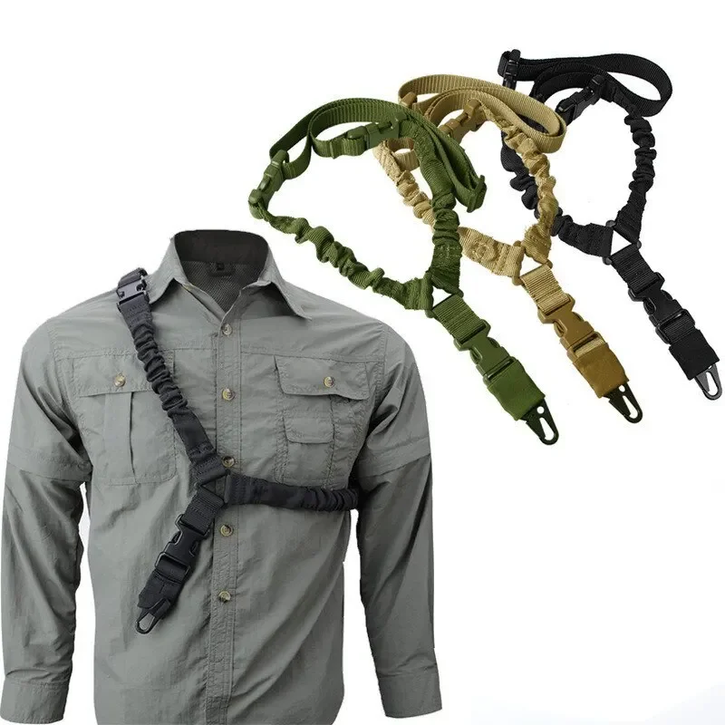1G1pc Outdoor Single Point Tactical Harness CS Tactical Gun Rope Diagonal Safety Rope Tactical Camouflage Belt For Men and Women