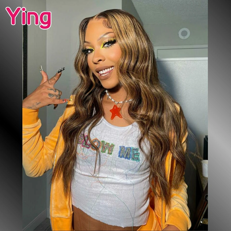 

Omber Brown 27 Colored High Density Body Wave 13x6 Transparent Lace Front Wig Human Hair PrePlucked Brazilian 5x5 Closure Wigs