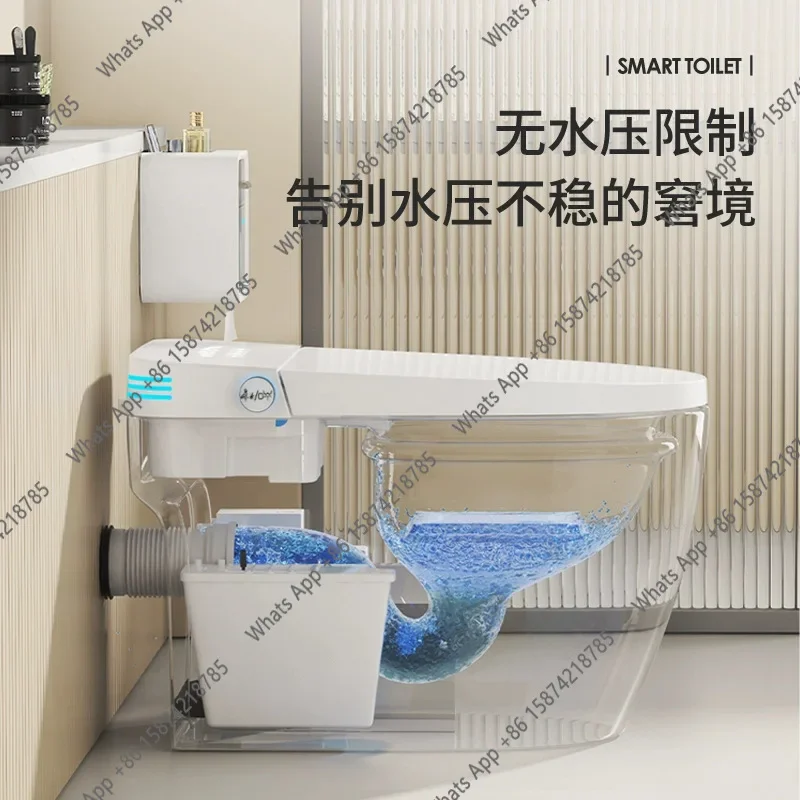

W Wall Row Smart Toilet Integrated Automatic Flip Lid Siphon Ceramic Toilet With Water Tank For Drainage