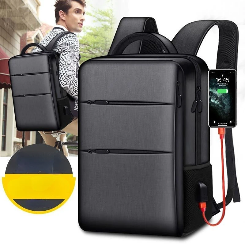 Mochila impermeável de negócios para homens, Mochila Anti-Ladrão Multifuncional, Carregamento USB, Novo, Fit, 18 \