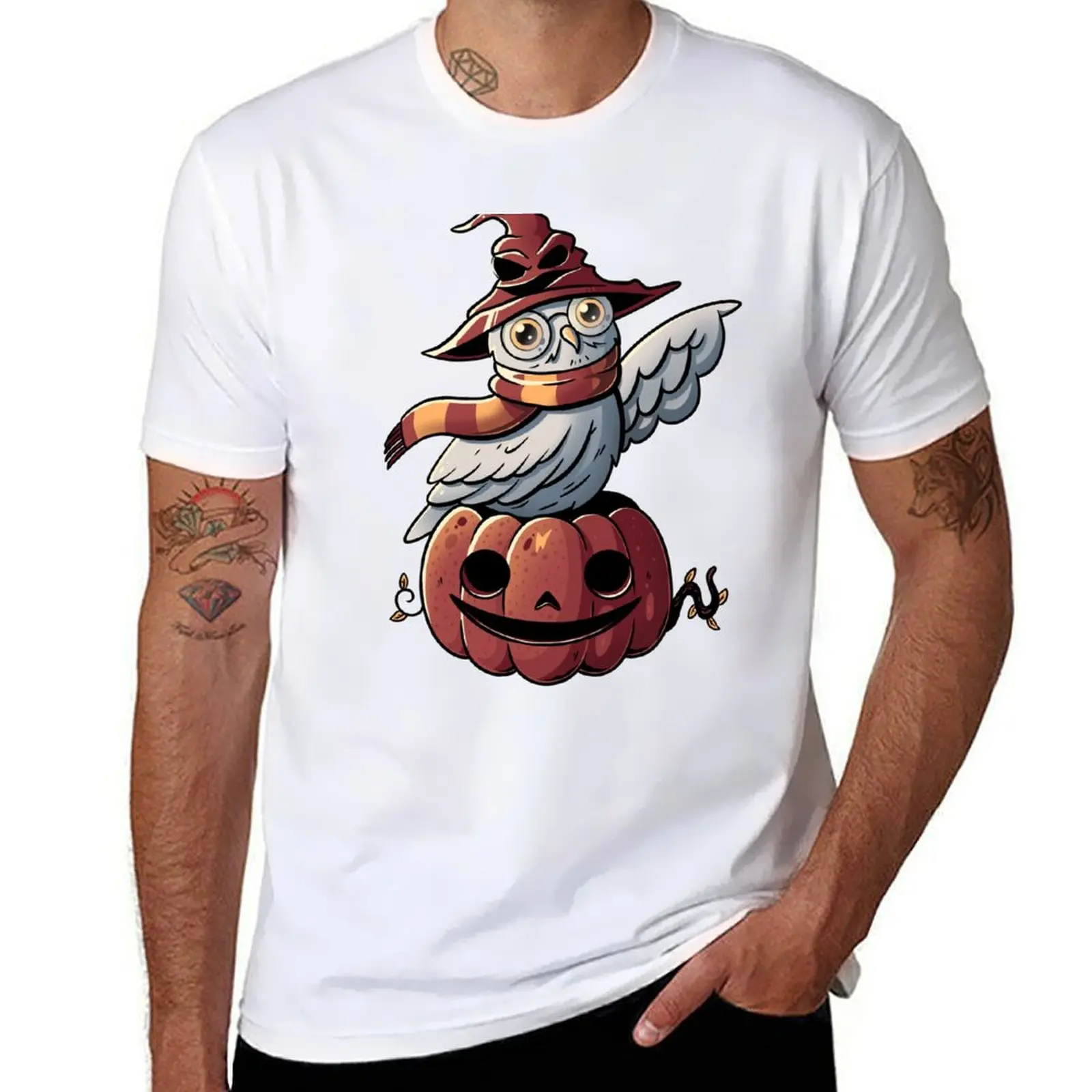 Spooky Magic - Cute Pumpkin Owl Halloween T-Shirt Moisture Wicking Quick Dry Tee