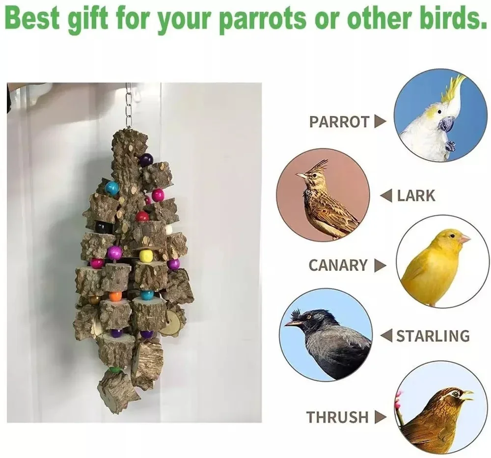 Parrot Toy Bird Toys Natural Wood Large Parrot Toy Bird Toys Best for African Grey Macaws Cockatoos Parrot Birds and More