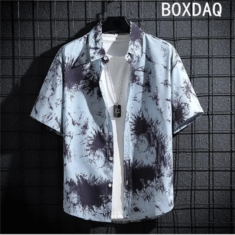 3D Digital Printing Casual Shirt Beach Party Men's Outdoor Shirt Plus Size 4XL Men Summer Short Sleeve Lapel With Button Tops