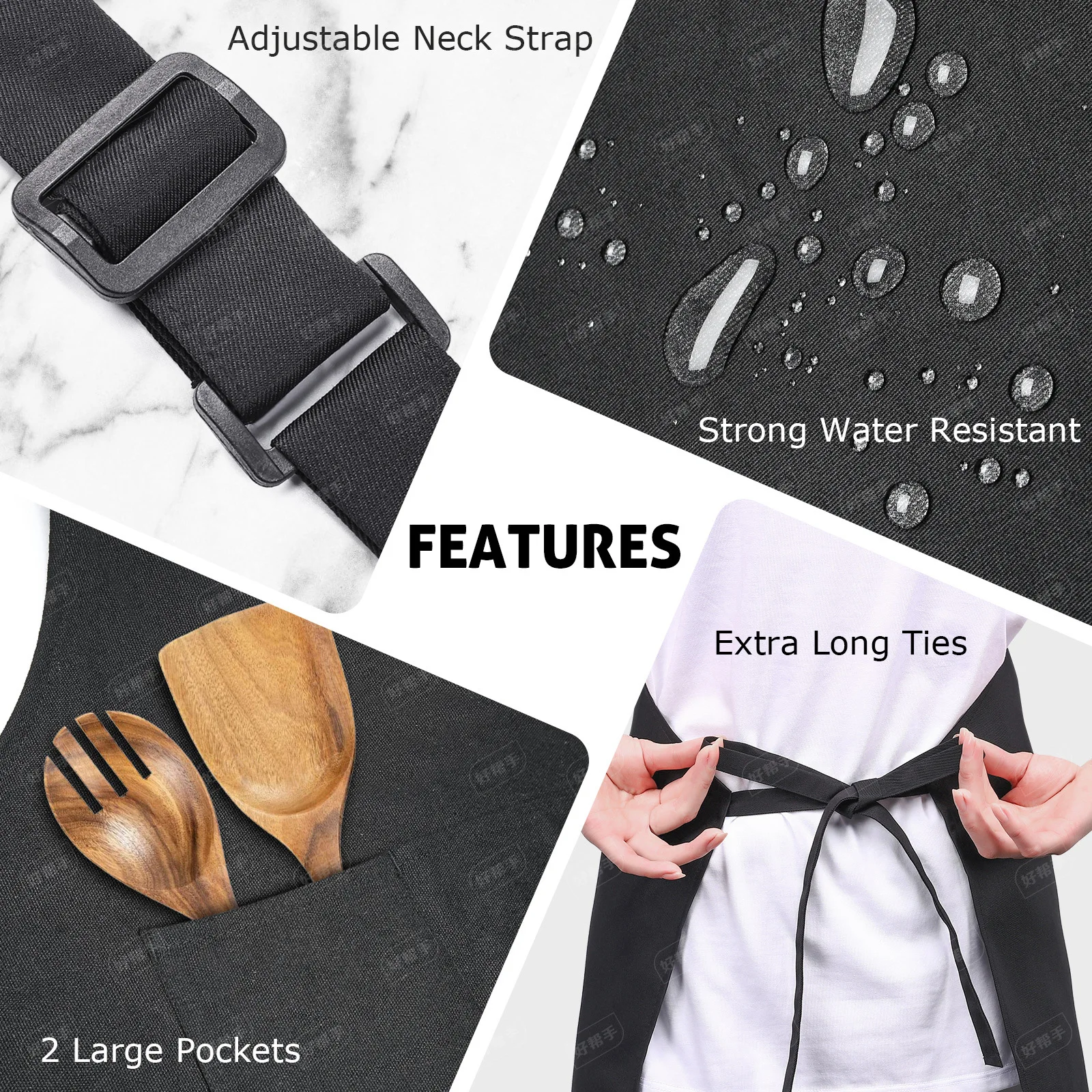 

Waterproof and Oil-proof a Must - Have for a Clean and Hygienic Kitchen 1PC Solid Color Kitchen Aprons-black White Coffee Colors