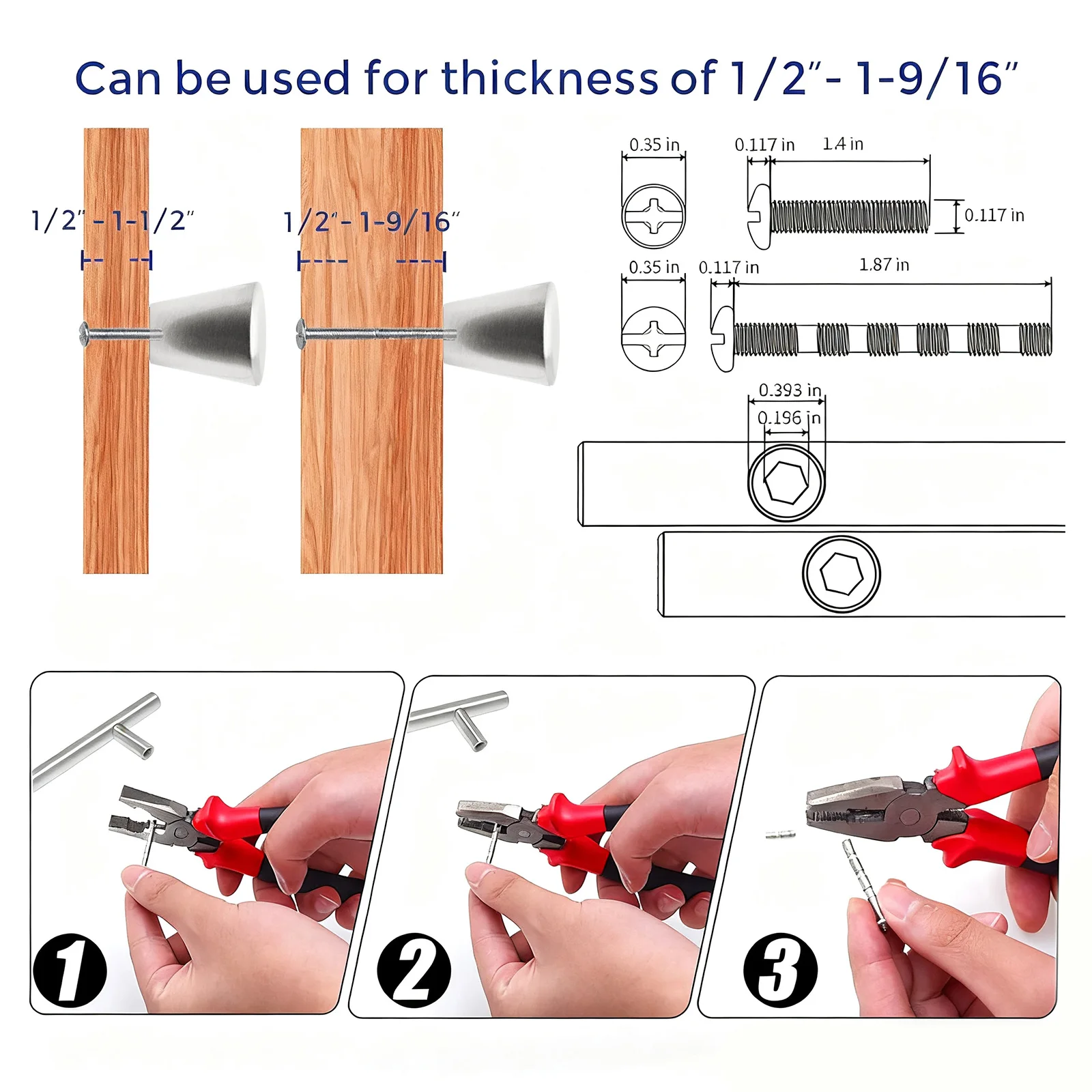 Puxadores de armário foscos de 3/4 polegadas, puxadores de gaveta de cômoda de cozinha, hardware para armários com furo único
