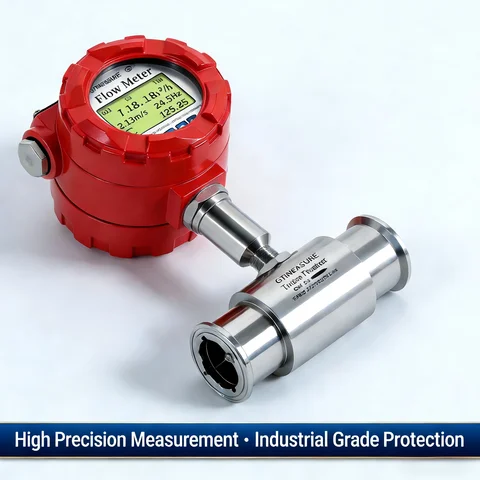Flow Meter Clamp Industrial Turbine Flow Meter Digital Display 4-20mA RS485 Pulse Output Clamp Connection for Liquids Flow