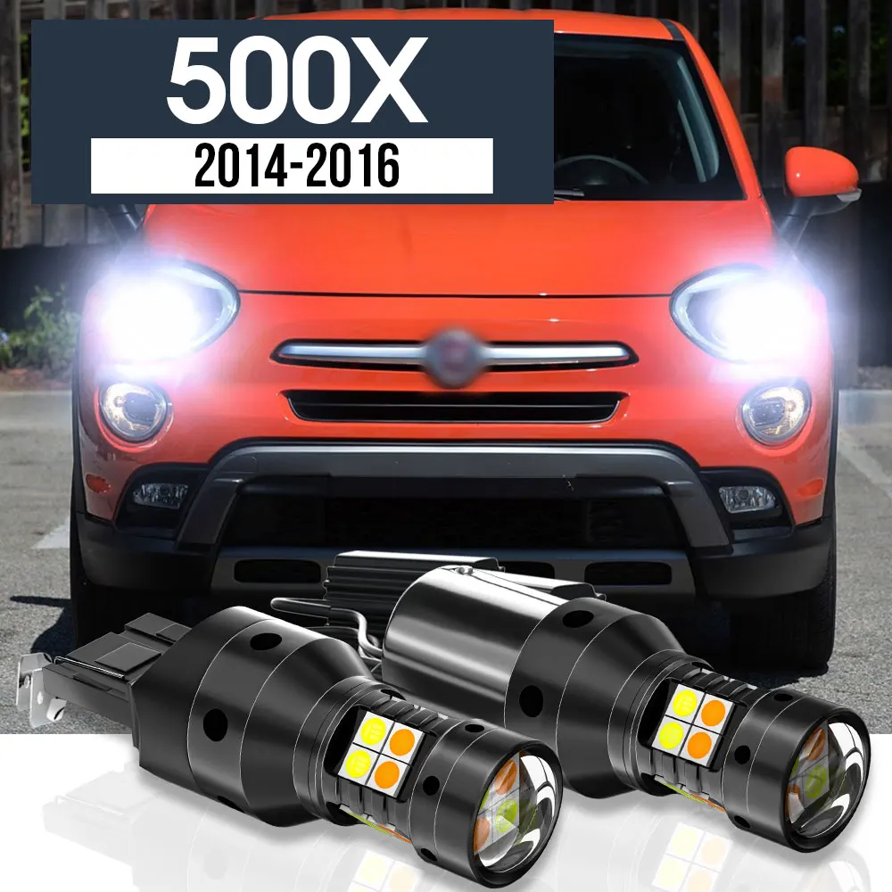 

2pcs LED Dual Mode Turn Signal+Daytime Running Light Blub DRL Canbus Accessories For Fiat 500X 2014 2015 2016