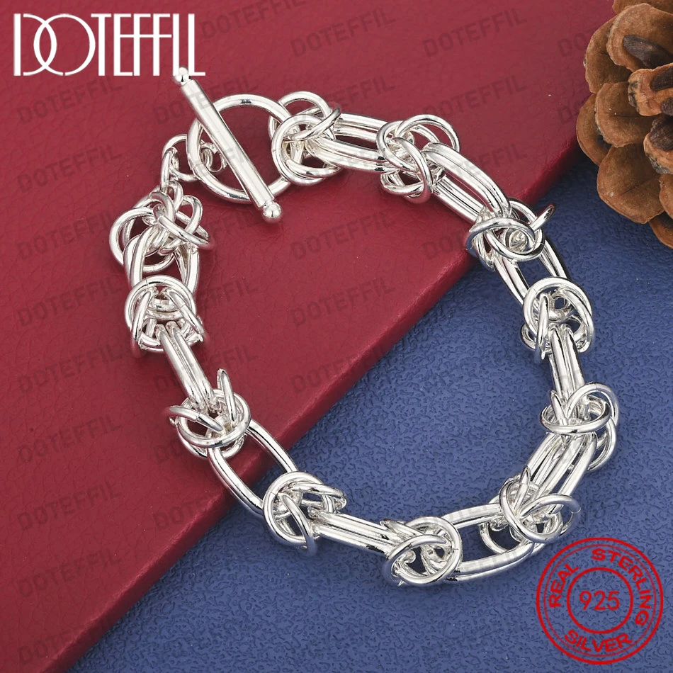925 Sterling Silber 8-Zoll Zartes, klobiges Kettenarmband mit gedrehtem OT-Verschluss, stilvolles Damen-Partyschmuck-Accessoire