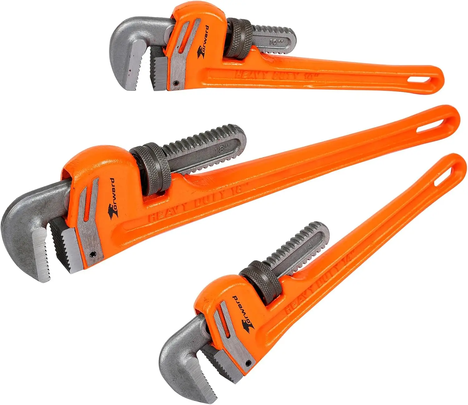 

3pcs Pipe Wrench Set - 10', 14', 18' Heavy Duty Ductile Iron & Forged Steel Plumbing Wrench Hand Tools Kit