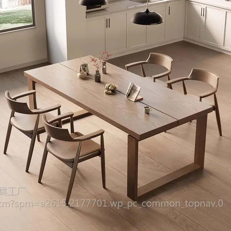 Ash wood Mobian dining table All solid wood log home eating table Living room large long desk