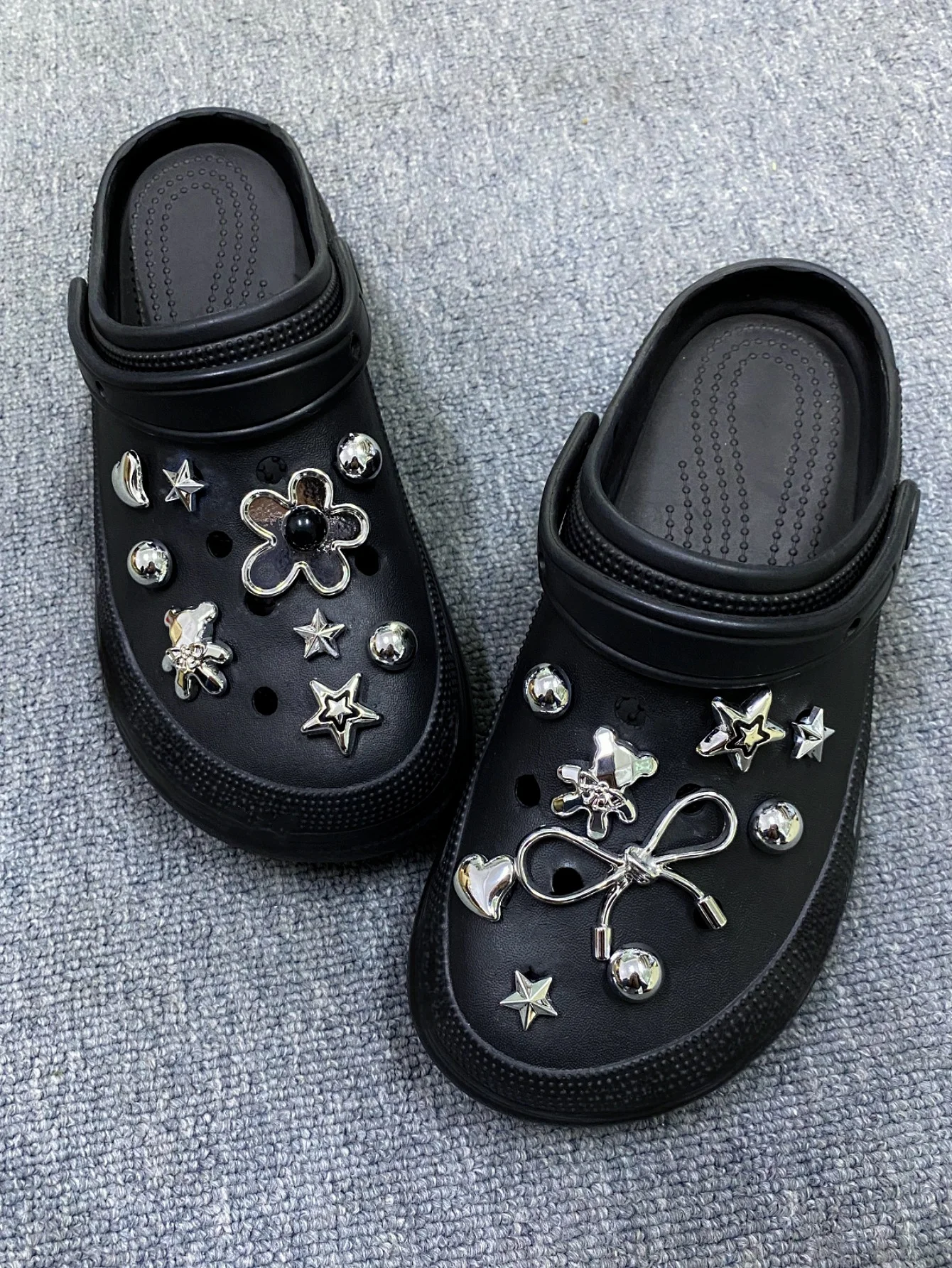 18pcs Detachable Diamond-Encrusted Electroplated Bear Shoe Accessories, Suitable For Clogs, Beach Shoes And Sandals