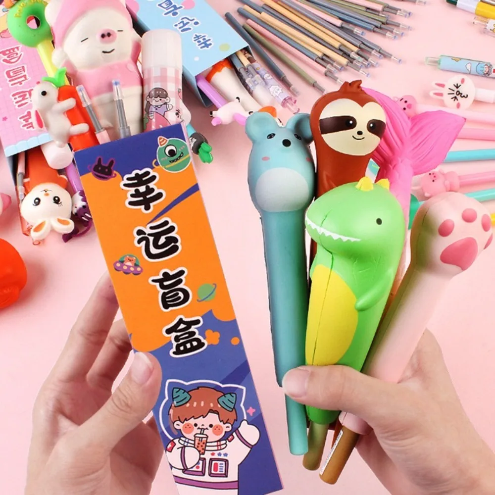 Cartoon Stationery Surprise Blind Box Decompression pen Stationery Blind Box Lucky Pen Surprise Toy Blind Bag Learning Supplies