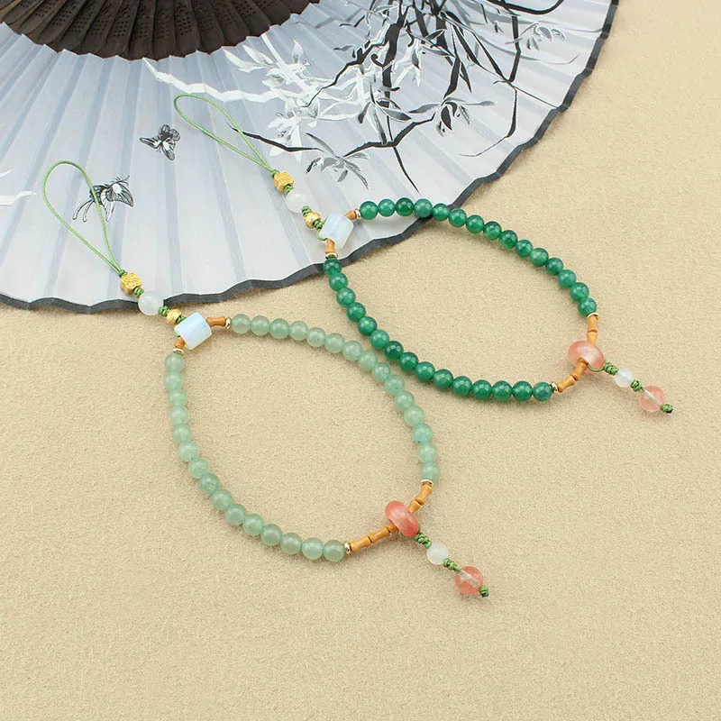 DIY accessories Chinese style Dongling jade short mobile phone chain pendant literary exquisite women's anti-drop wrist rope ant