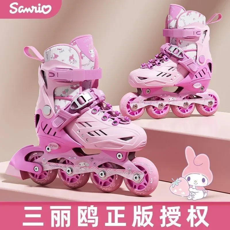 

My Melody Anime Kawaii Sanrio Skates Adjustable Roller Shoes Cute Cartoon Kuromi Cinnamoroll Roller Skates Gifts for Kids