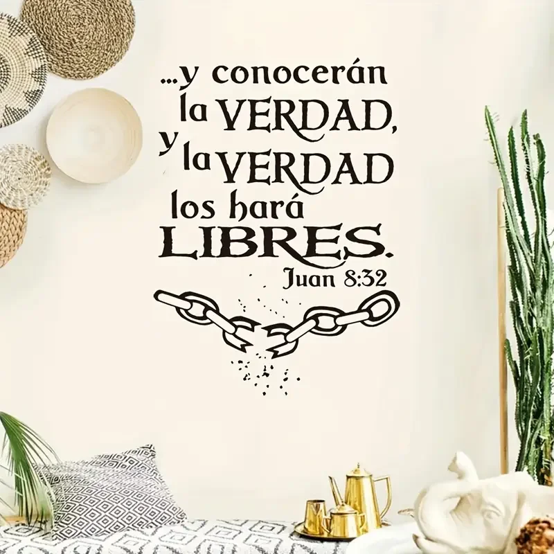 1 spanischer christlicher Bibel-Wandaufkleber, religiöser Inspirations-Wahrheitsaufkleber für Schlafzimmer- und Wohnzimmerdekoration