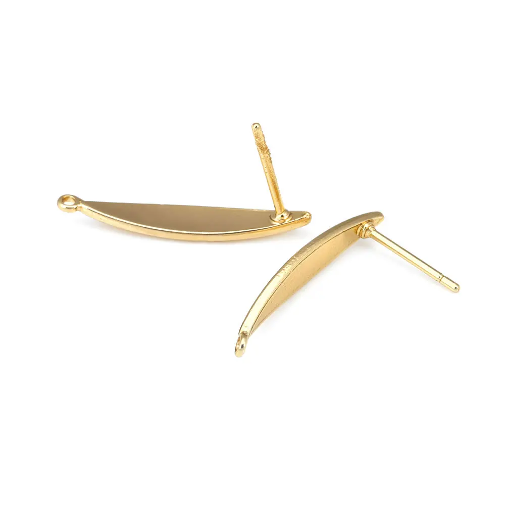 18K Gold Color Curved Surface Willow Shape Stud Earrings Women's Earrings High Quality Diy Accessories Rosediy official-website