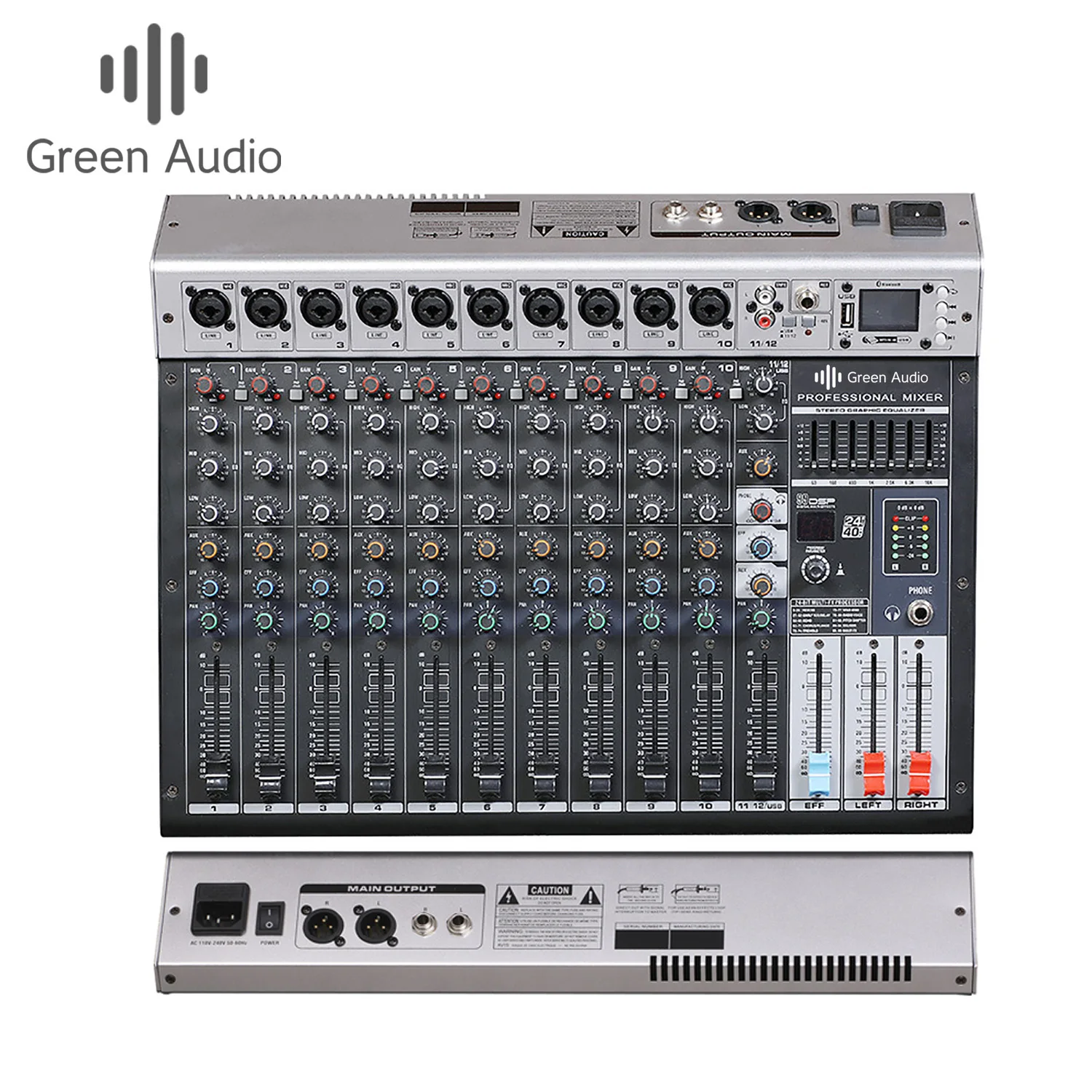 

GAX-GBR12 12 channel pure platform seven-segment equalization monitor mixer meeting room USB reverb wedding studio mixer