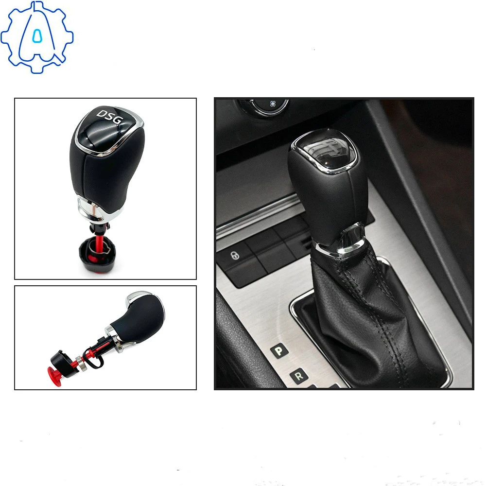 DSG Gear Shift Knob Leather Side Cover WIth DSG LOGO Interior Parts Accessories For Skoda Octavia Superb Fabia Yeti